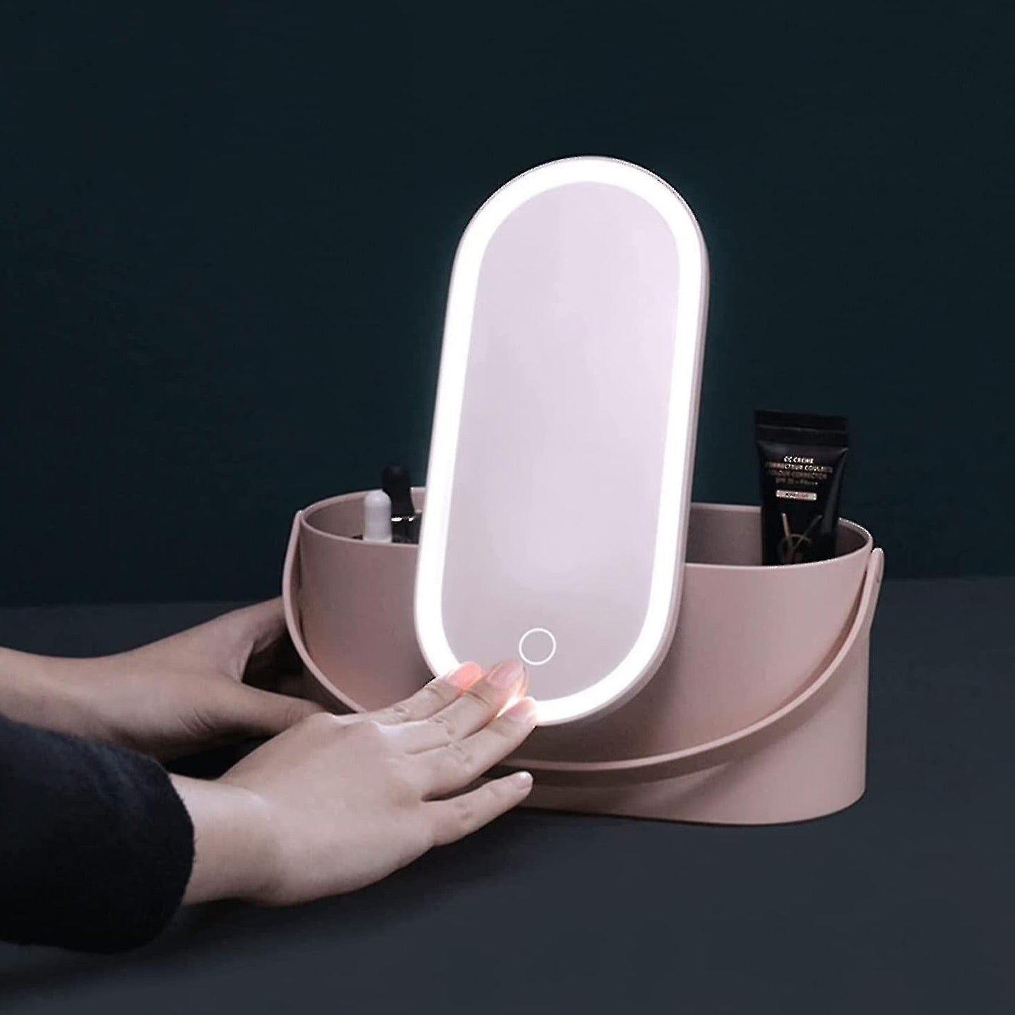 Draagbaar make-up organiser met verlichte spiegel